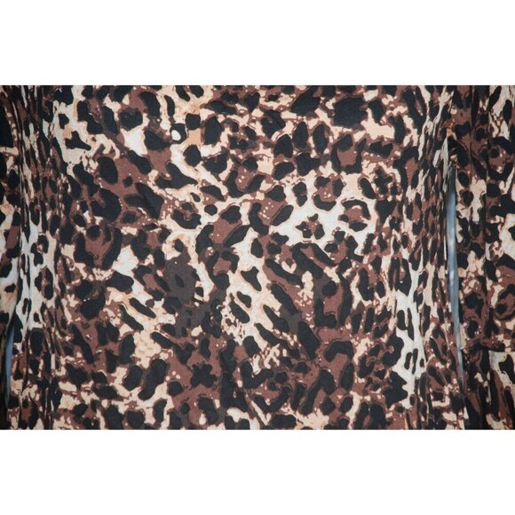 Lascana Ladies Brown Cheetah Print Blouse Top Size S 3/4 Bell Sleeves Animal Pri - Picture 4 of 9